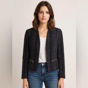 Calvin Klein 14P Cropped Snakeskin Textured jacquard Blazer Jacket plus size